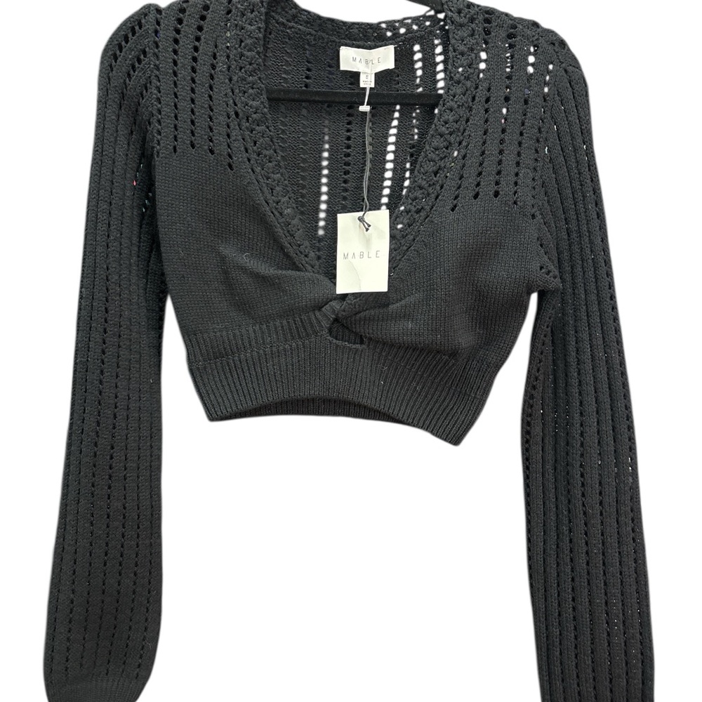 Mable Sidonie Knit Crop Top Black Boutique Anthropologie Small - Picture 6 of 6